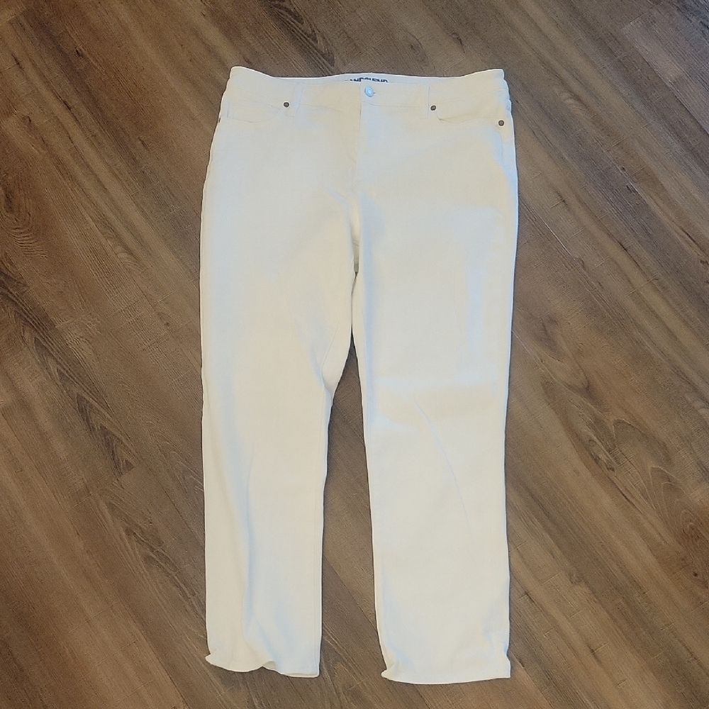 Lands' End White Straight Leg Jeans. size 16 Womens